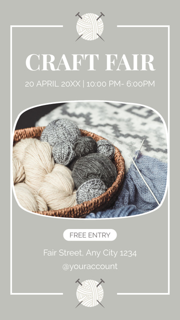 Craft Fair Announcement In Spring With Yarn Instagram Story Design Template