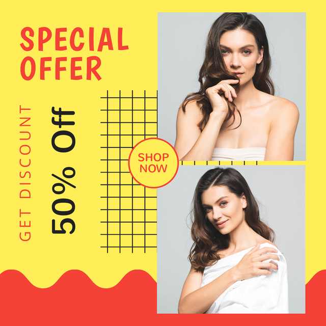 Special Fashion Sale Offer with Attractive Woman Instagram Design Template