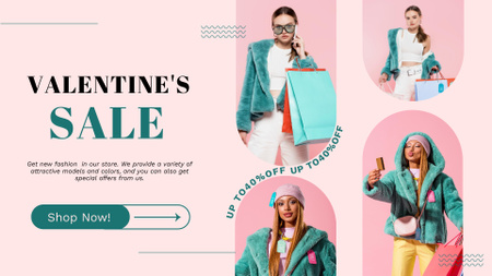 Valentine's Day Sale Collage FB event cover Design Template