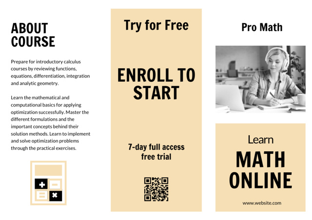 Offering Online Courses in Math Brochure – шаблон для дизайна