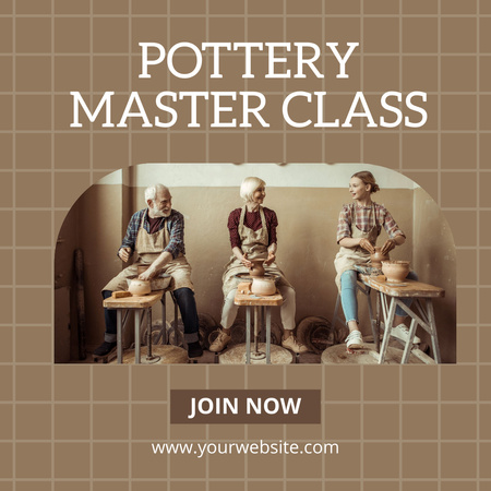 Modèle de visuel Annonce de classe de maître de poterie en brun - Instagram