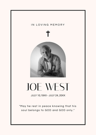 Funeral Memorial Card with Photo Postcard A6 Vertical Design Template