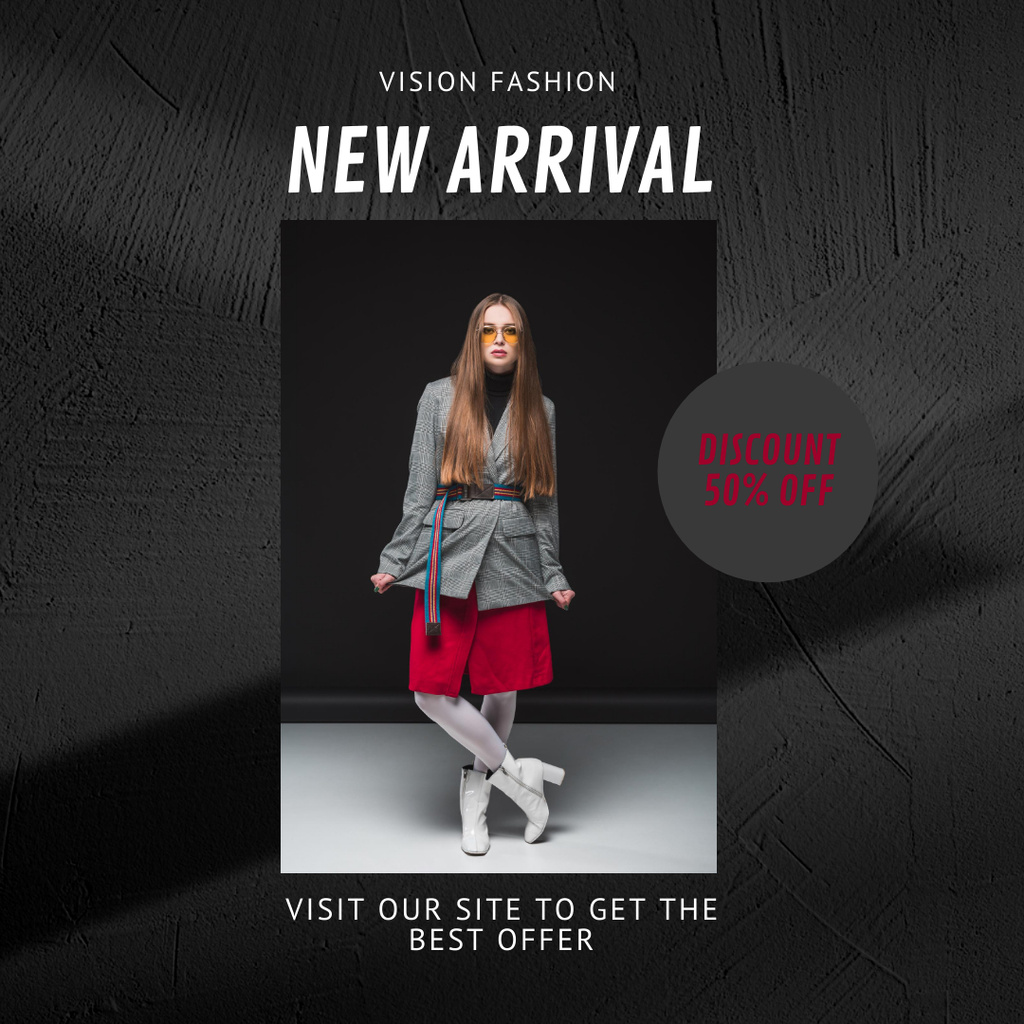 Discount on Clothes with Attractive Woman Instagram Design Template