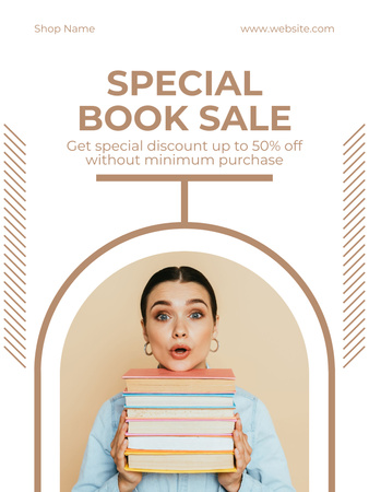 Ontwerpsjabloon van Poster US van Speciale boekenverkoop op Beige