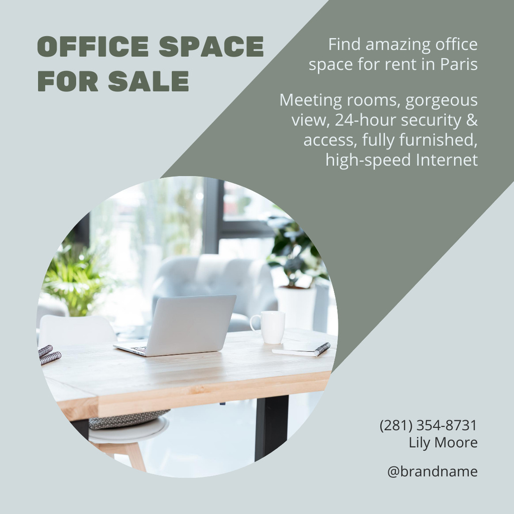 Cozy Office Space for Sale Instagram AD Design Template
