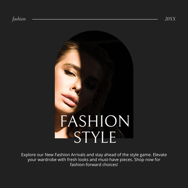 Fashion Style And Inspirational Quote In Black Instagram Design Template