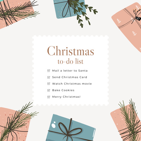 Güzel Hediye Kutuları ile Noel Yapılacaklar Listesi Instagram Tasarım Şablonu
