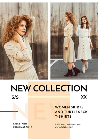 Clothes Store Promotion with Women in Casual Outfits Posterデザインテンプレート