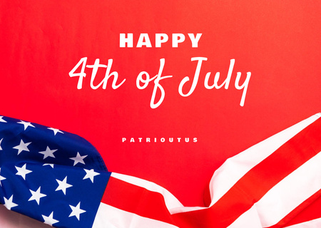Modèle de visuel Annonce de célébration du jour de l'indépendance des États-Unis avec drapeau rouge - Postcard