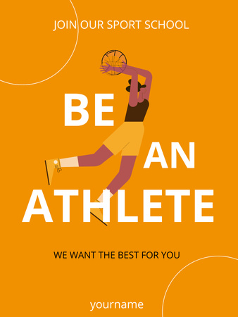 Реклама спортивної школи на помаранчевому Poster US – шаблон для дизайну