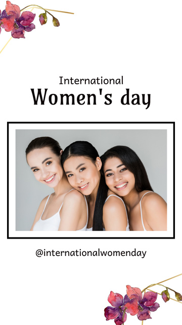 Women's Day Greeting with Beautiful Smiling Women Instagram Story Design Template