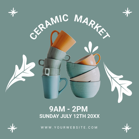 Ceramic Market With Cups And Bowls Announcement Instagram Design Template