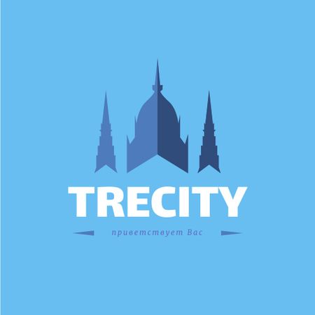 Иконка Старого города в голубом Logo – шаблон для дизайна