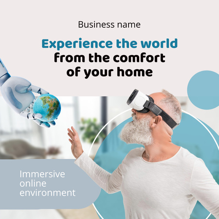 Man in Virtual Reality Glasses Instagram Design Template