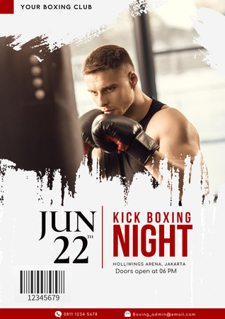 Box Fight Announcement with Boxer Poster Design Template