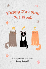 National Pet Week Ad Illustrated with Cats In Gray
