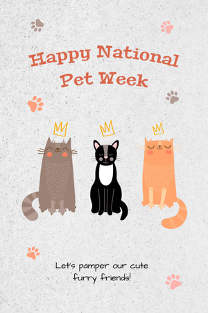 Happy National Pet Week Postcard 4x6in Vertical Design Template