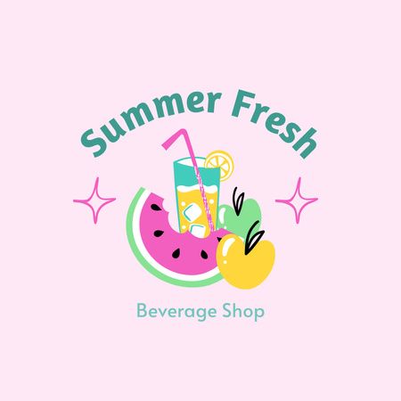 Shop of Fresh Summer Beverages Logo 1080x1080px – шаблон для дизайна