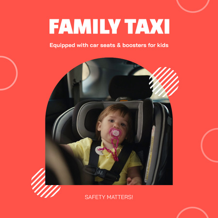 Family Taxi Service With Special Seats Animated Post Design Template