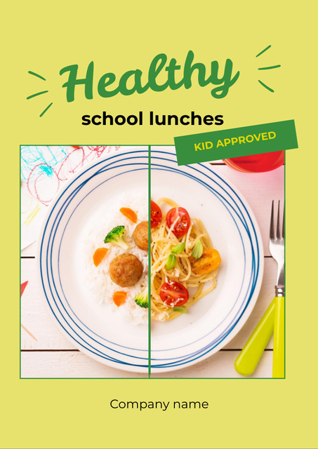 Designvorlage School Food Ad with Healthy Eating Dish für Flyer A4