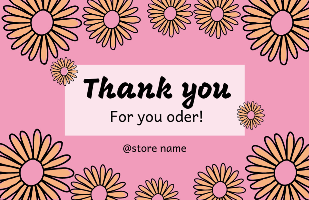 Szablon projektu Thank You for Your Order Message with Daisies Pattern Thank You Card 5.5x8.5in