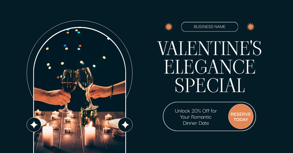 Ontwerpsjabloon van Facebook AD van Valentine's Day Special Dinner With Discount
