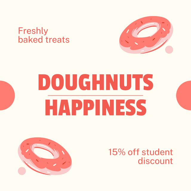 Ontwerpsjabloon van Instagram AD van Bright Illustration for Doughnut Shop