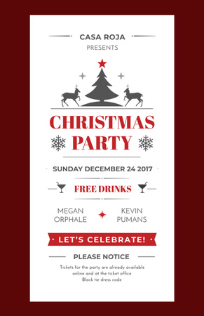 Designvorlage Christmas Party Invitation with Deer and Tree für Flyer 5.5x8.5in