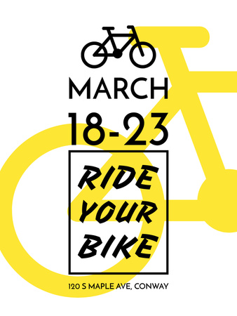 Cycling Event announcement simple Bicycle Icon Poster US Design Template