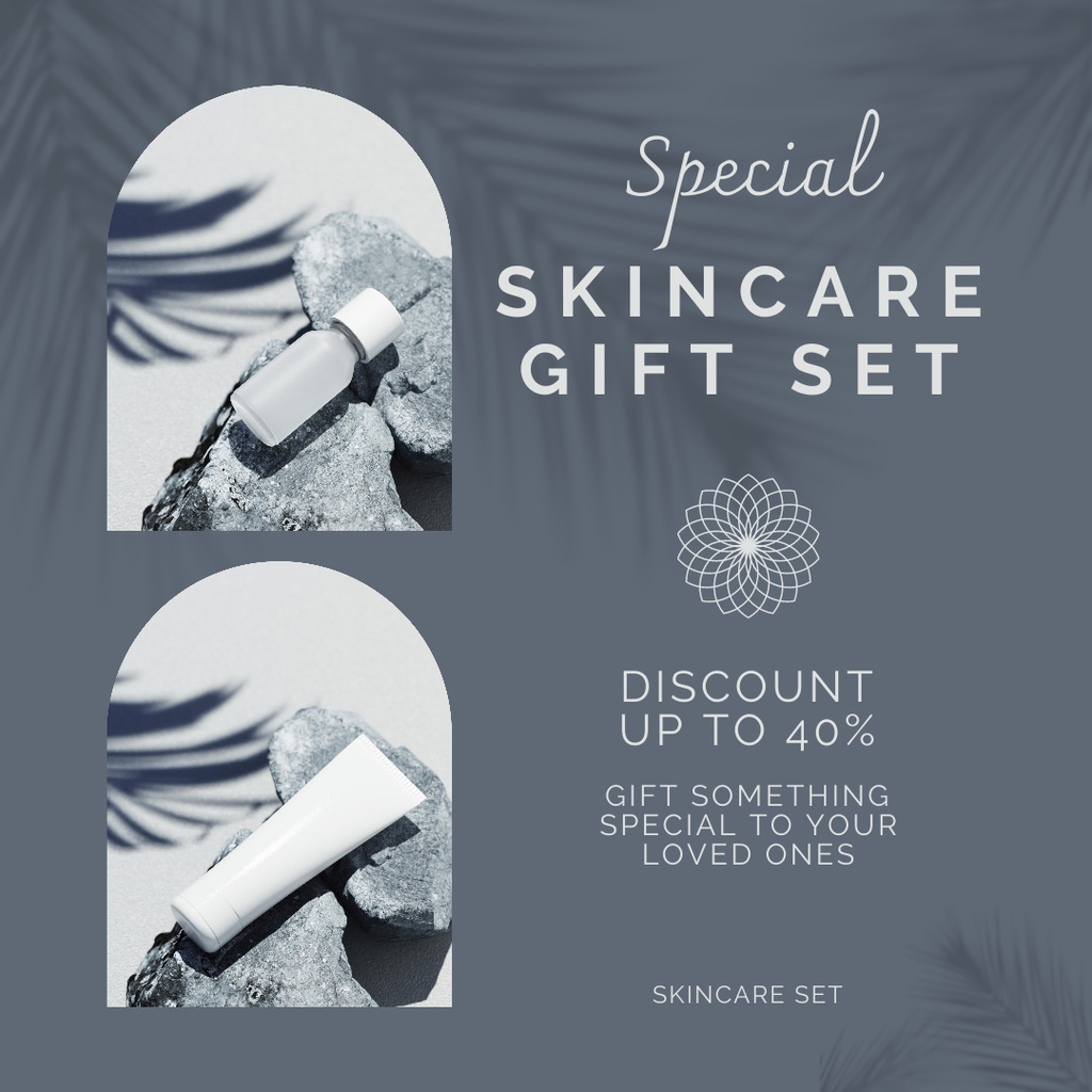 Skincare Gift Set Grey Instagram Modelo de Design