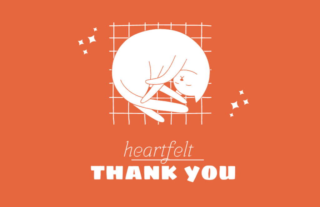 Cute Thankful Phrase with Resting Cat Thank You Card 5.5x8.5inデザインテンプレート