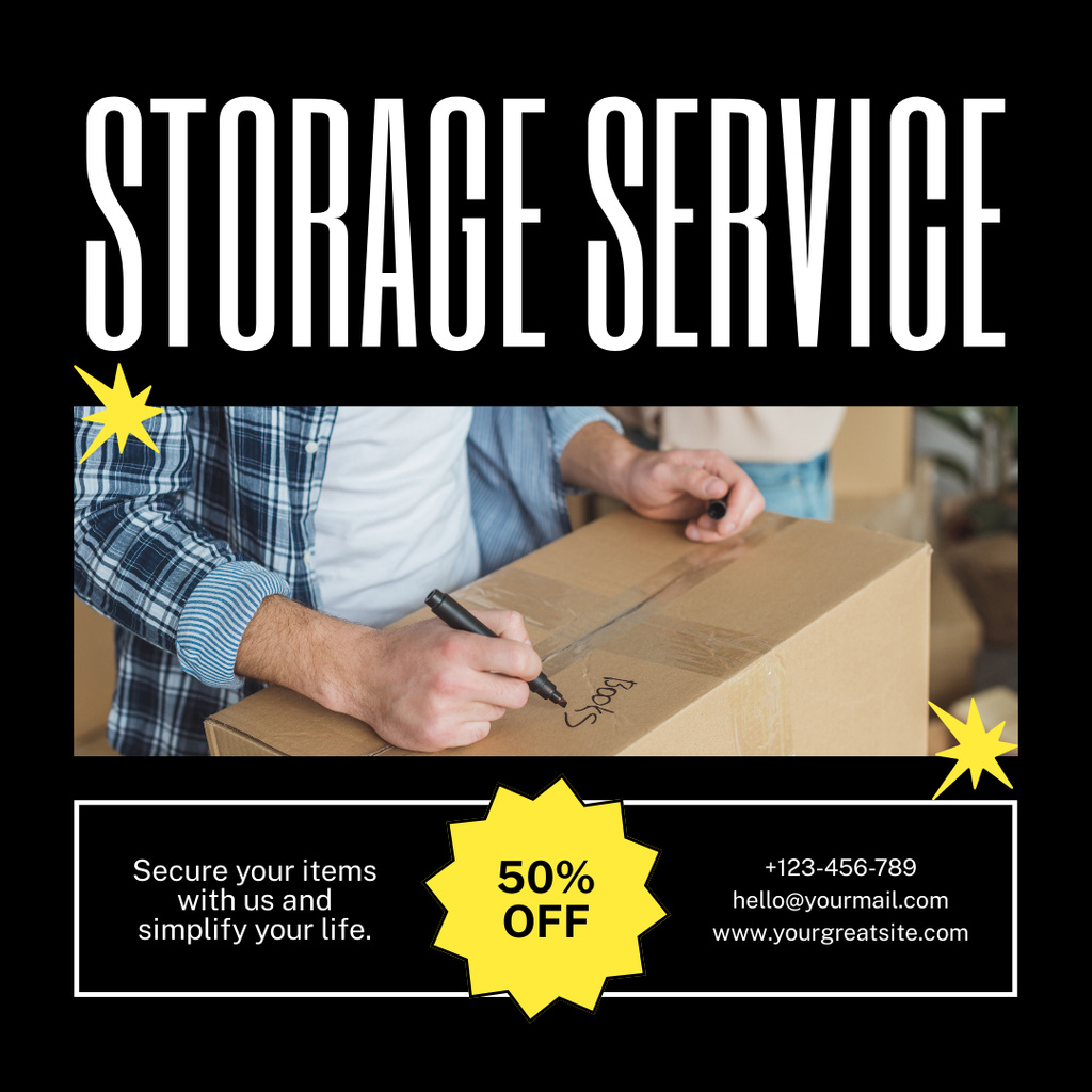 Designvorlage Offer of Storage Service with Discount für Instagram AD