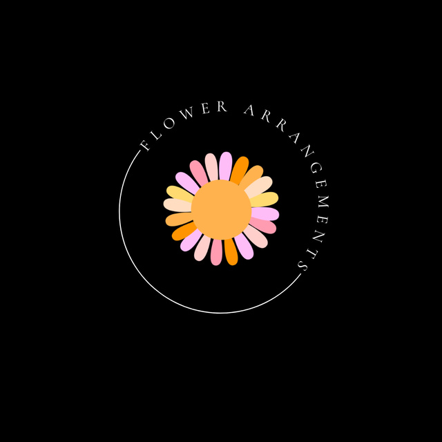 Flower Arrangements Ad with Colorful Flower Animated Logo Tasarım Şablonu