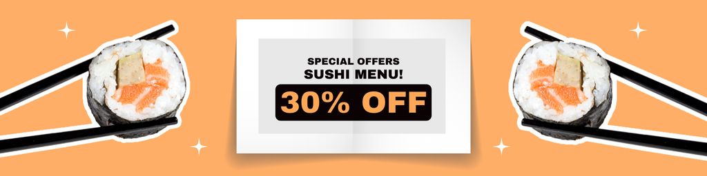 Special Offer of Sushi Menu with Discount Twitter tervezősablon