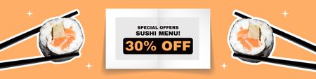 Special Offer of Sushi Menu with Discount Twitter Design Template