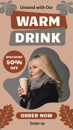 Platilla de diseño Autumn Offer Discounts on Warm Drinks Instagram Video Story