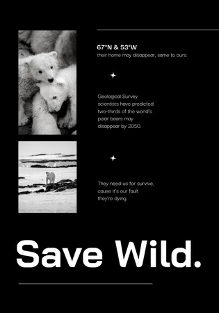 Climate Change Problem Awareness with Polar Bears Poster 28x40in Design Template