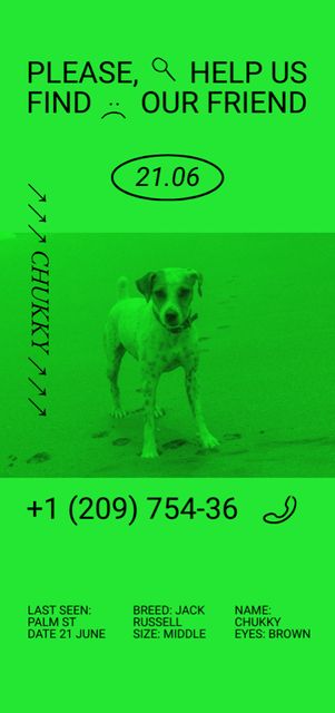 Announcement about Missing Cute Little Dog Flyer DIN Large Modelo de Design