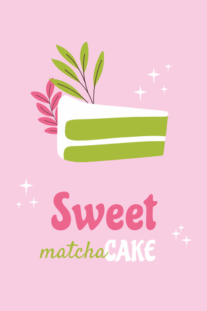 Designvorlage süßes stück matcha-kuchen für Pinterest