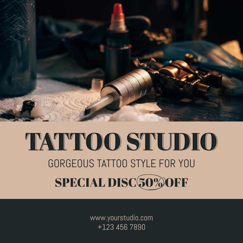 Stunning Tattoos In Studio With Discount Instagram Πρότυπο σχεδίασης