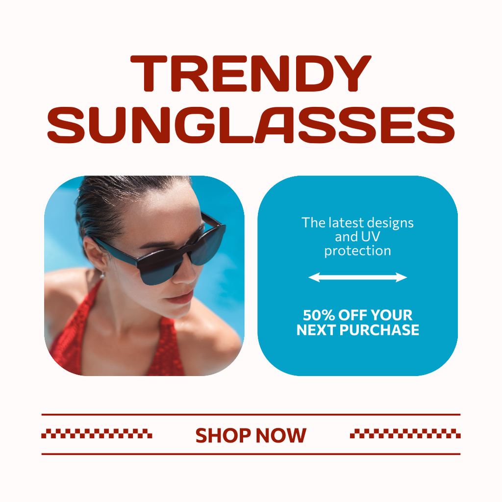 Discount on Trendy Sunglasses for Stylish Look Instagram Tasarım Şablonu