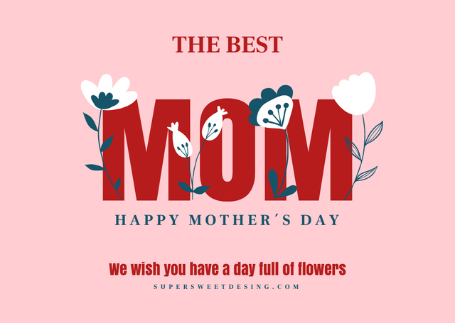 Mother's Day Greeting with Beautiful Wishes Card Design Template