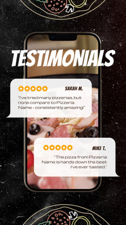 Designvorlage Pizzeria-Testimonials mit hohen Bewertungen von Kunden für Instagram Video Story