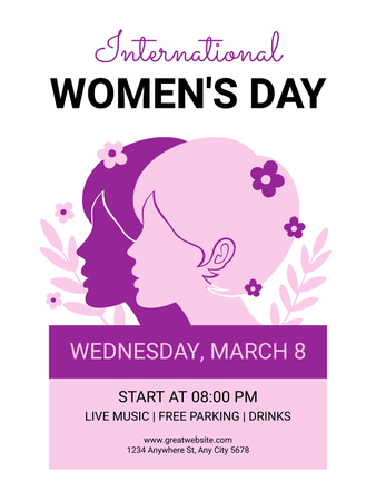Nemzetközi nőnapi ünneplés nők sziluettjeivel Poster US tervezősablon