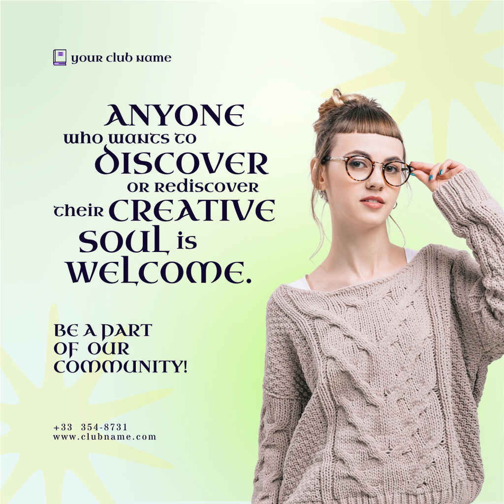 Creative Book Club Community Promotion With Slogan Instagram Design Template