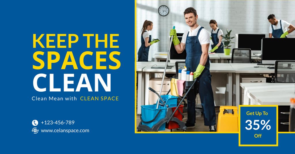 Cleaning Spaces Service Offer Facebook AD Tasarım Şablonu