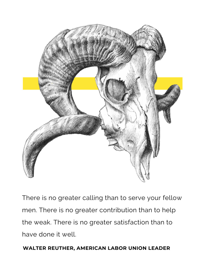 Volunteer Work Quote with animal Skull Poster US – шаблон для дизайна