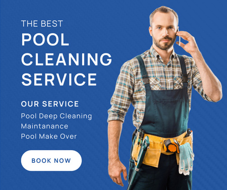 Designvorlage Offer of Professional Pool Cleaning Services für Facebook
