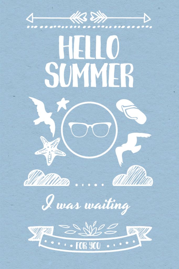 Modèle de visuel Summer Trip Offer Doodles in Blue - Tumblr