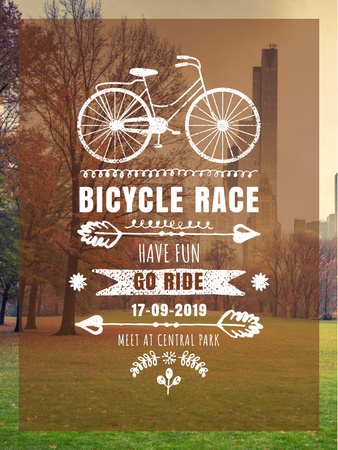 Bicycle race announcement in Park Poster US Πρότυπο σχεδίασης